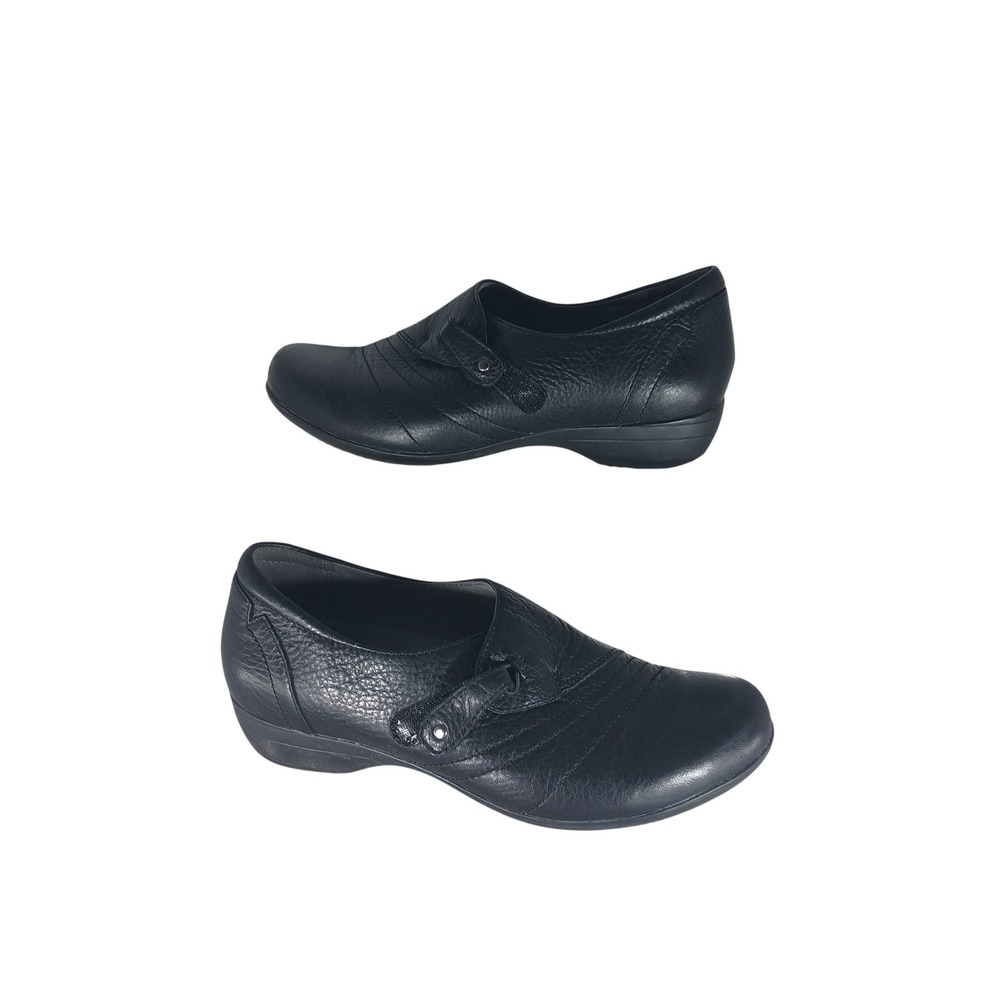 Dansko Leather Slip On Shoes 38 Black Comfort Professional Loafers Strap